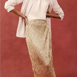 Ann Taylor Gold shine Sequin column midi Pencil Skirt